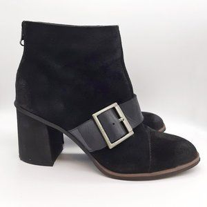 Korks by Kork-Ease Denoon Monk Strap Burnished Black Leather Heel Ankle Boot